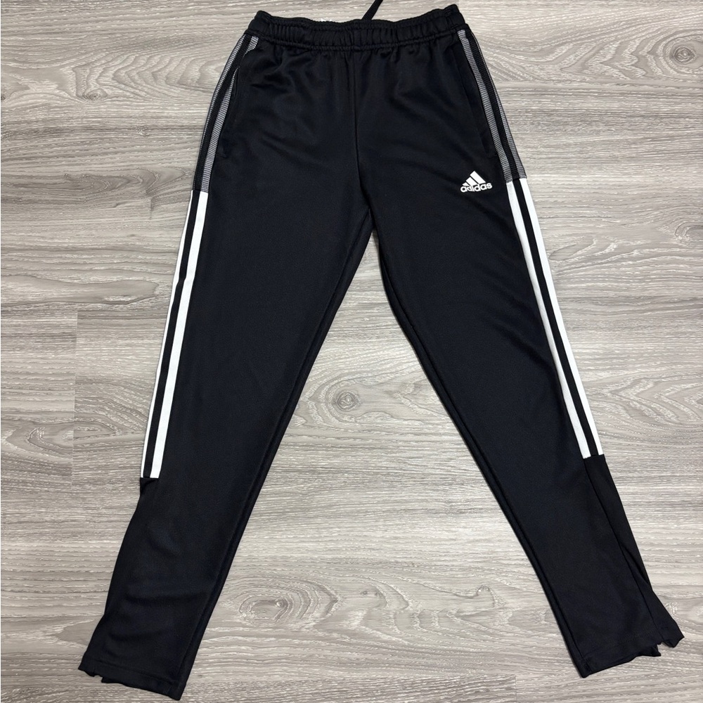 adidas Kids Black Joggers with White Accents